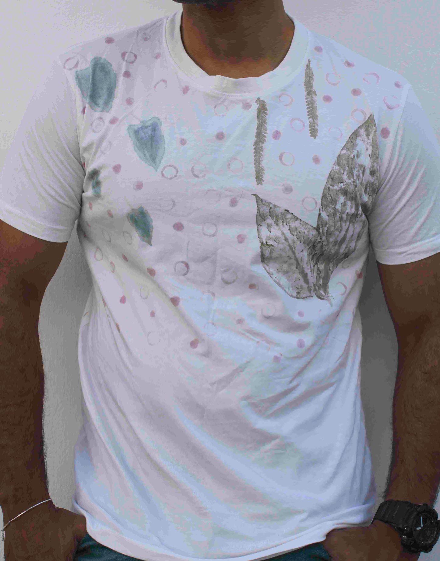 Leaf pounded print T-shirt